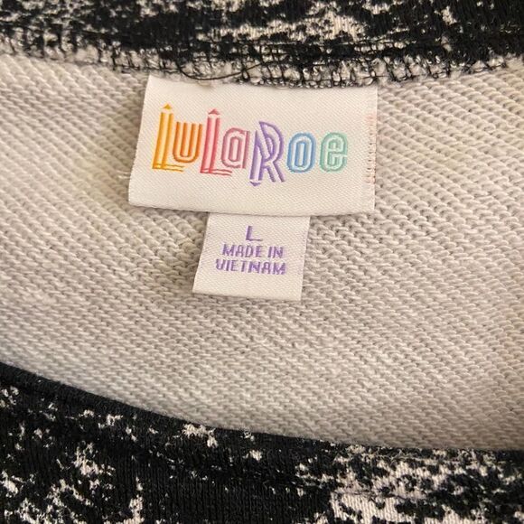 Lularoe Presley Moto Jacket Black & White Acid Wash Large - Picture 4 of 4